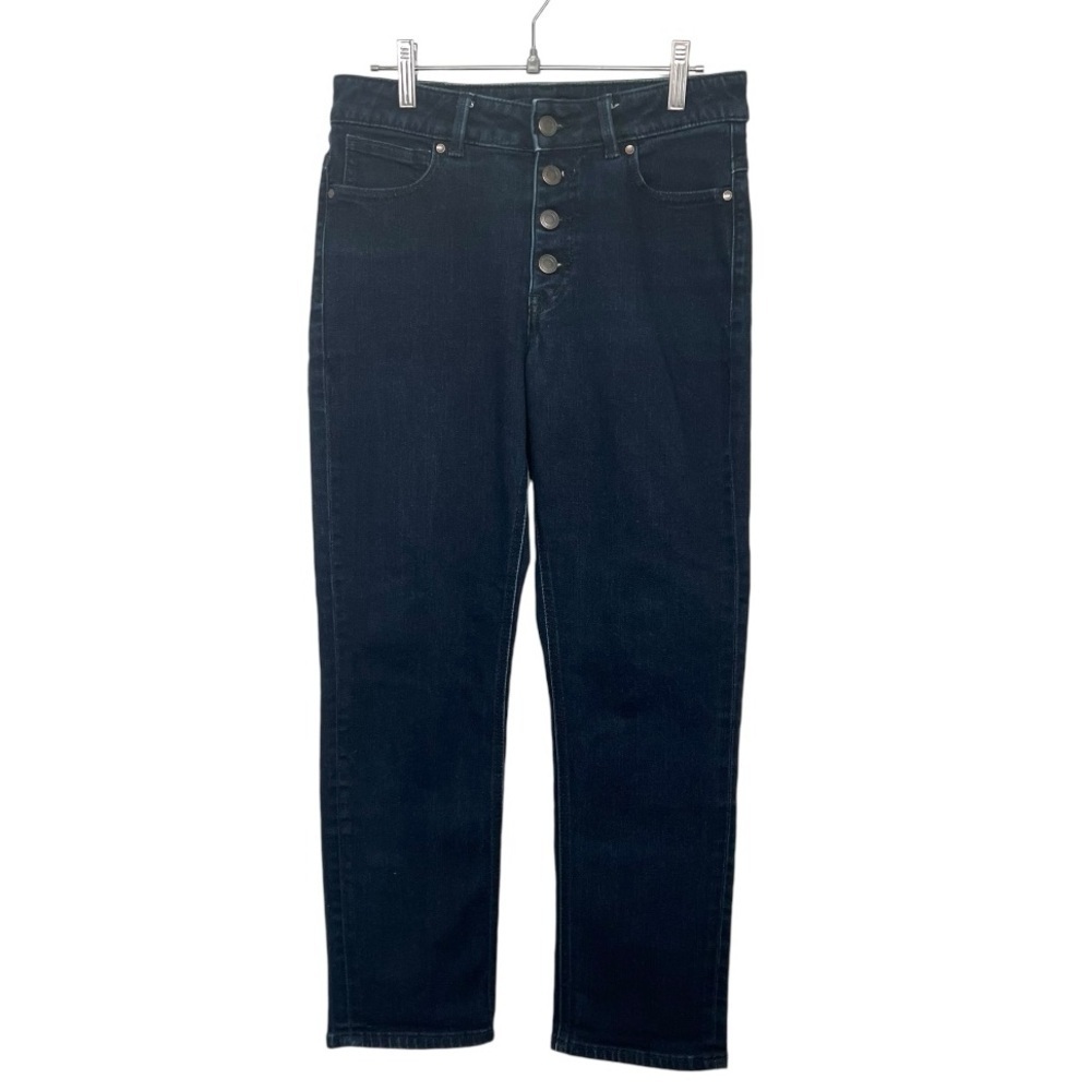Prana Button Fly Dark Wash Mid Rise Straight Leg Ankle Stretch Jeans Women 4/27 - Picture 2 of 10
